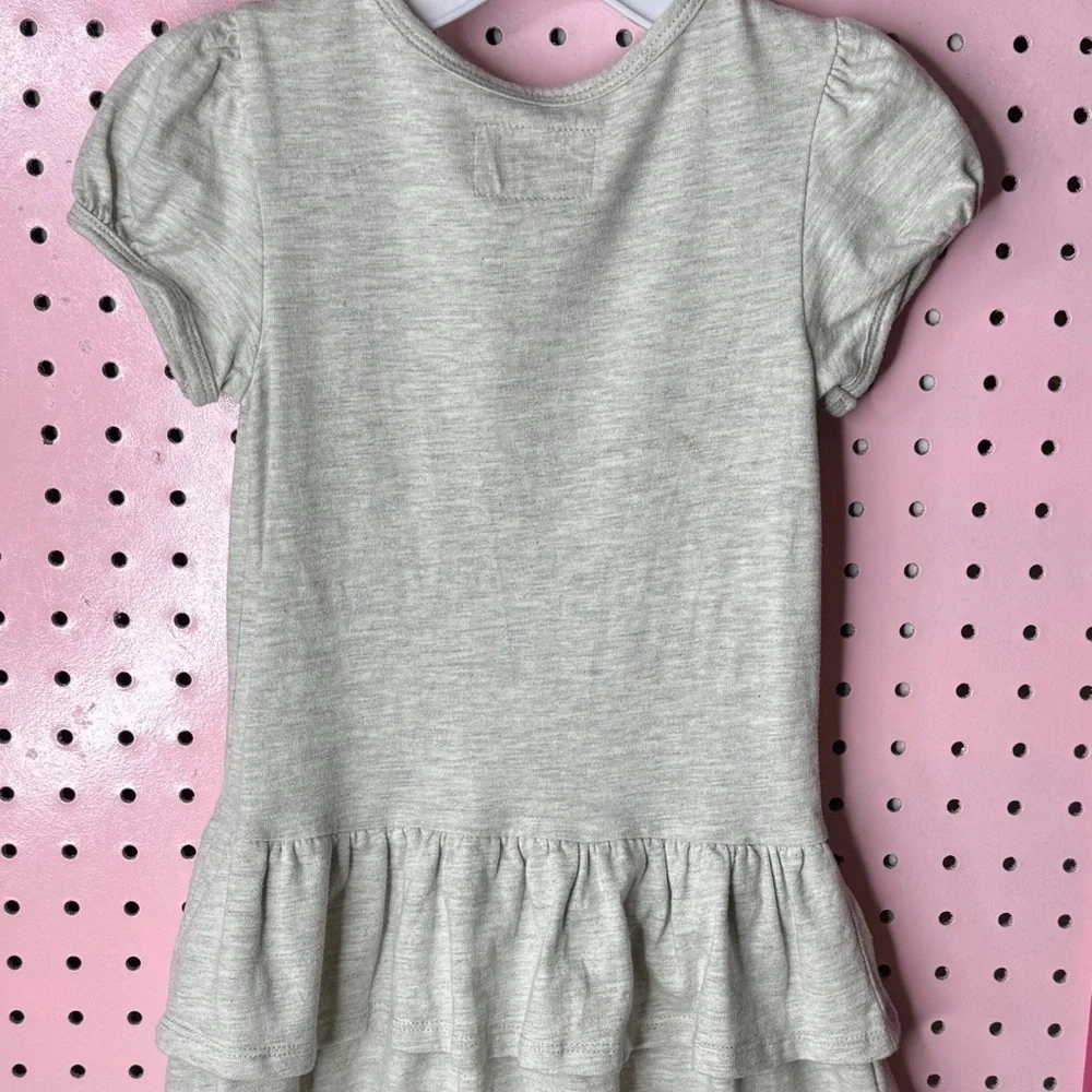 Mia Joy Girls Heather Gray Ruffle Dress Bow Front Short Sleeve Size 3T